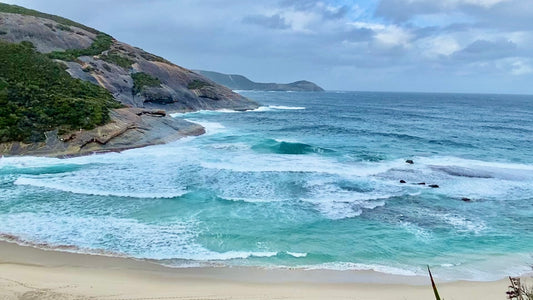 Salmon Holes in Albany an azure ocean with turquoise and sea blues. an artists dream to paint in oils